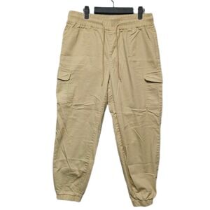 Telepatia Women Tan Cargo Jogger Pants Size 15/32 Khaki Drawstring Elastic Waist